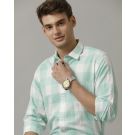 Cavallo By Linen Club Men's Green Checked Contemporary Fit Full Sleeve Casual Shirt