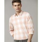 Cavallo By Linen Club Men's Orange Checked Contemporary Fit Full Sleeve Casual Shirt