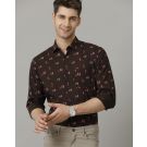 Cavallo By Linen Club Men's Brown Printed Contemporary Fit Full Sleeve Casual Shirt