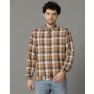 Cavallo by Linen Club Brown Checked Full Sleeve Cotton Linen Jacket for Men
