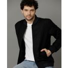 Cavallo by Linen Club Black Solid Full Sleeve Cotton Linen Jacket for Men
