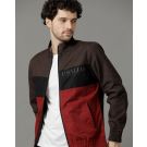 Cavallo by Linen Club Brown Colour Blocked Full Sleeve Cotton Linen Jacket for Men
