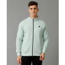 Cavallo By Linen Club Men's Knitted Cotton Linen Turquoise Blue Solid Sporty Biker Jacket