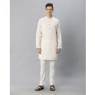 Cavallo By Linen Club Men's Cotton Linen Beige Solid Regular Fit  Kurta