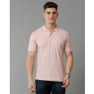 Cavallo By Linen Club Men's Cotton Linen Pink Solid Polo Collar T-Shirt