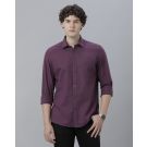 Cavallo By Linen Club Men's Cotton Linen Purple Checks Regular Fit Full Sleeve Casual Shirt