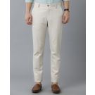 Cavallo By Linen Club Men's Cotton Linen Off White Solid Mid-Rise Slim Fit Trouser