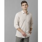 Cavallo By Linen Club Men's Cotton Linen Beige Solid Slim Fit Full Sleeve Casual Shirt