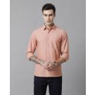 Cavallo By Linen Club Men's Cotton Linen Orange Solid Slim Fit Full Sleeve Casual Shirt