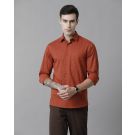 Cavallo By Linen Club Men's Cotton Linen Red Printed Slim Fit Full Sleeve Casual Shirt