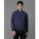 Linen Club Blue Solid Full Sleeve All Season Linen Jacket for Men