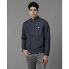 Linen Club Blue Solid Full Sleeve All Season Linen Jacket for Men