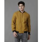 Linen Club Musturd Solid Full Sleeve All Season Linen Jacket for Men