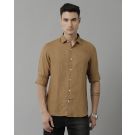 Linen Club Studio Men's Pure Linen Brown Printed Regular Fit Full Sleeve Casual Shirt