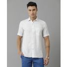 Linen Club Studio Men's Pure Linen Blue Checks Regular Fit Half Sleeve Casual Shirt