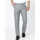 Linen Club Studio Men's Linen Grey Checks Mid-Rise Slim Fit Trouser