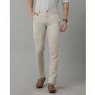 Linen Club Studio Men's Linen Beige Solid Mid-Rise Slim Fit Trouser
