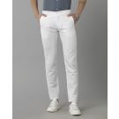 Linen Club Studio Men's Linen White Solid Mid-Rise Slim Fit Trouser