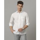 Linen Club Men's Pure Linen Multi Striped Contemporary fit Full sleeve Casual Shirt
