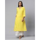 Pure Linen Yellow gold embroidery Kurta Set for Woman 