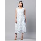 Linen Off White printed  kurta for Woman 