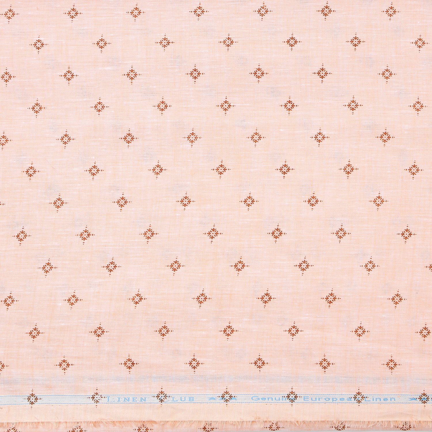 Linen Club Studio Pure Linen ORANGE Printed Shirting Fabric