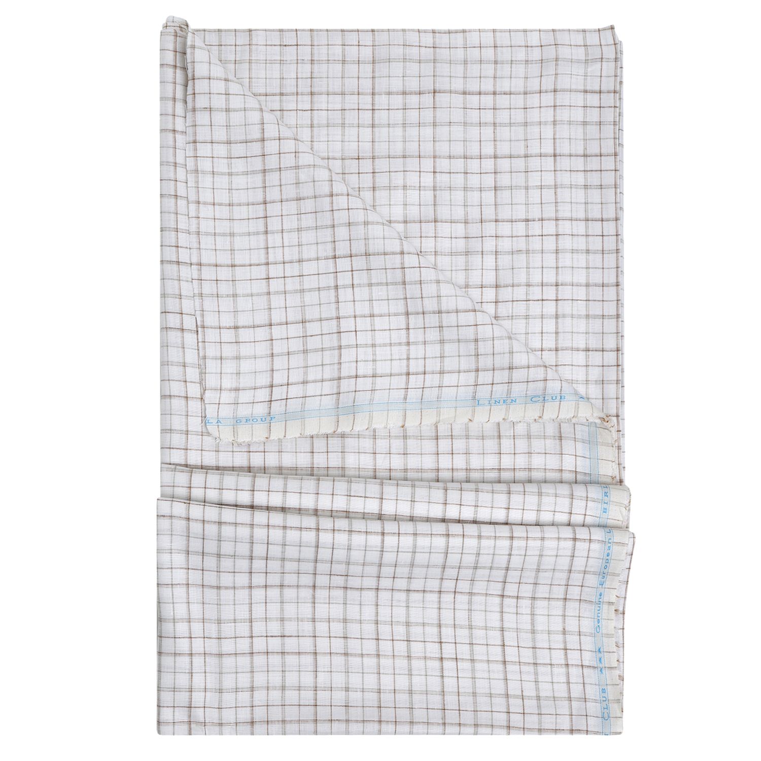 Linen Club Studio Pure Linen White Checks Shirting Fabric