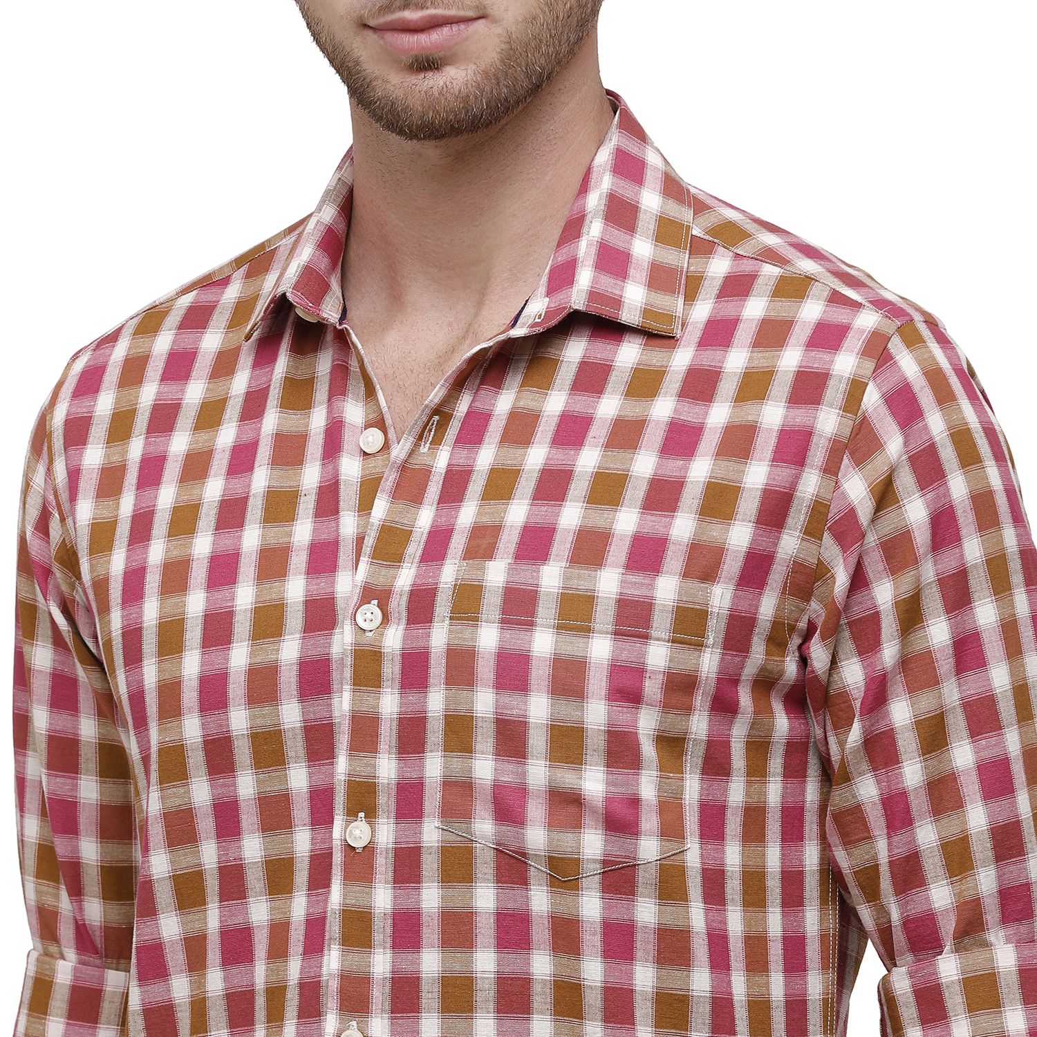 Checks Cotton Soft Pink Slim Fit Shirt, Full Sleeves, Casual Wear at Rs  390/piece in Satara