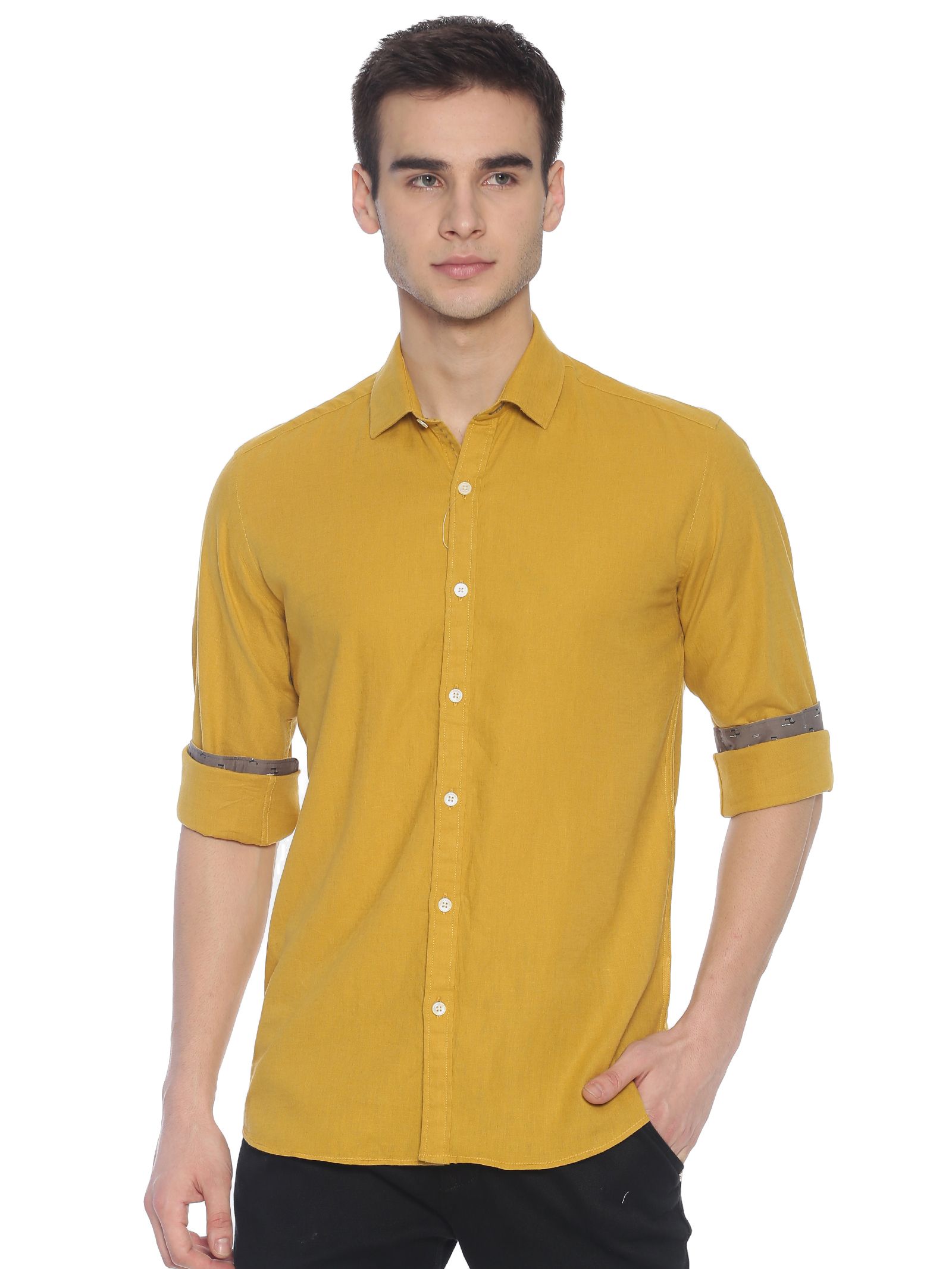 Yellow Solid Shirt - Cavallo Studio by Linen Club