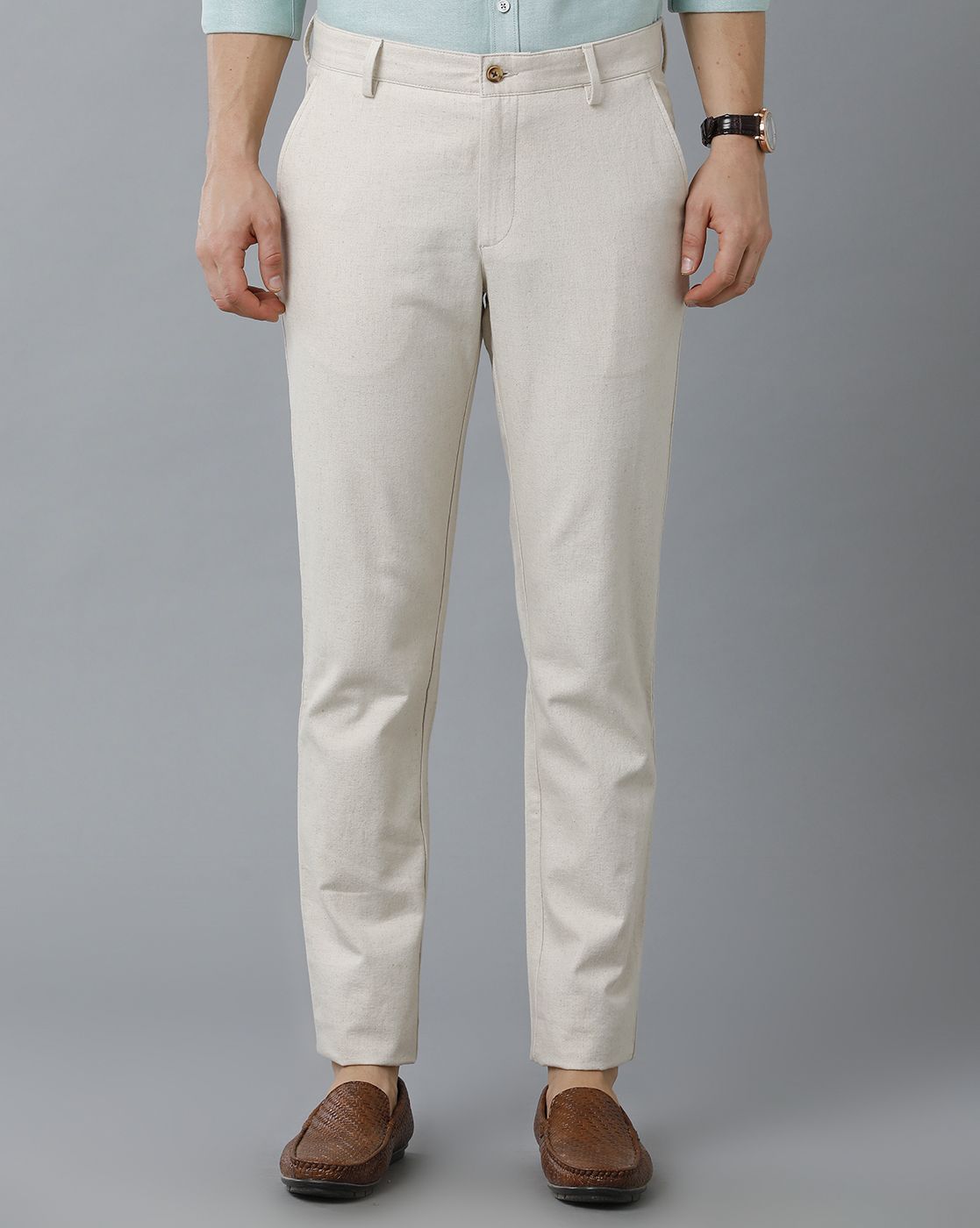 OFF WHITE LINEN PANT RELAXED TAPERED FIT  ROOKIES