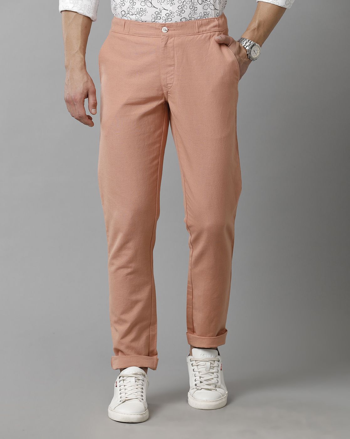 Buy Men Brown Slim Fit Solid Casual Trousers Online - 929017 | Allen Solly