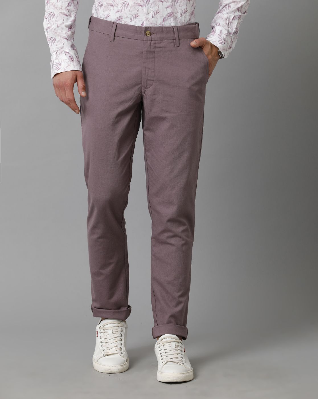 Buy Men Blue Slim Fit Textured Casual Trousers Online - 592473 | Allen Solly