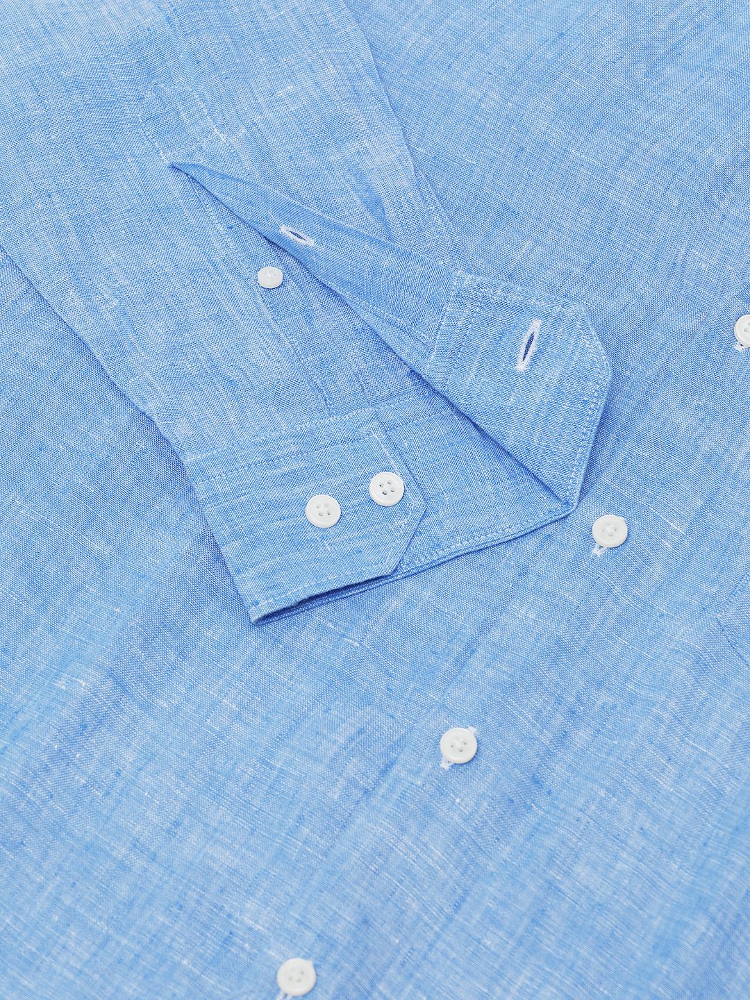 Linen Club Studio Men's Pure Linen Blue Solid Regular Fit Full Sleeve ...