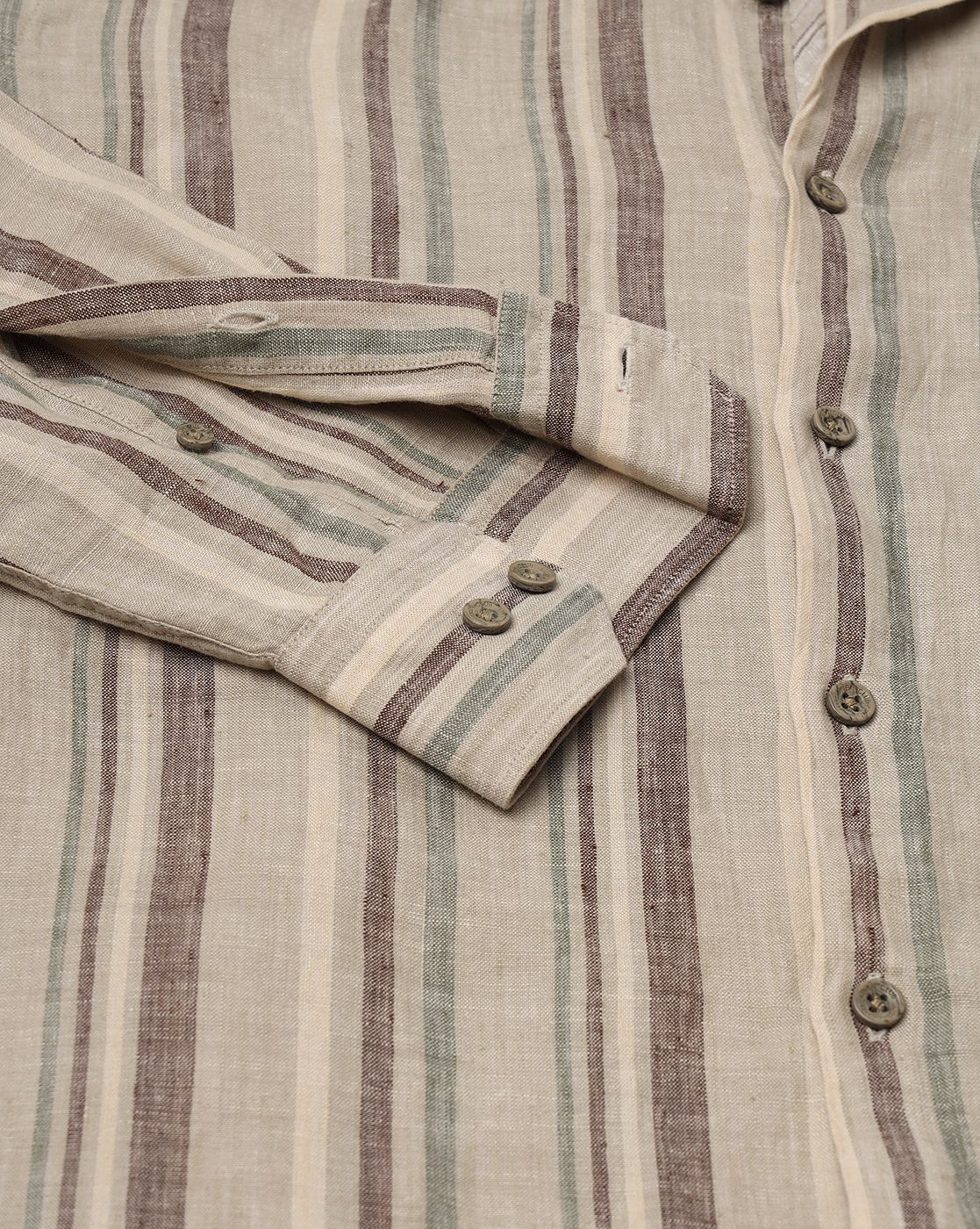 Linen Club Studio Men's Pure Linen Multicolor Striped Regular Fit Full  Sleeve Casual Shirt