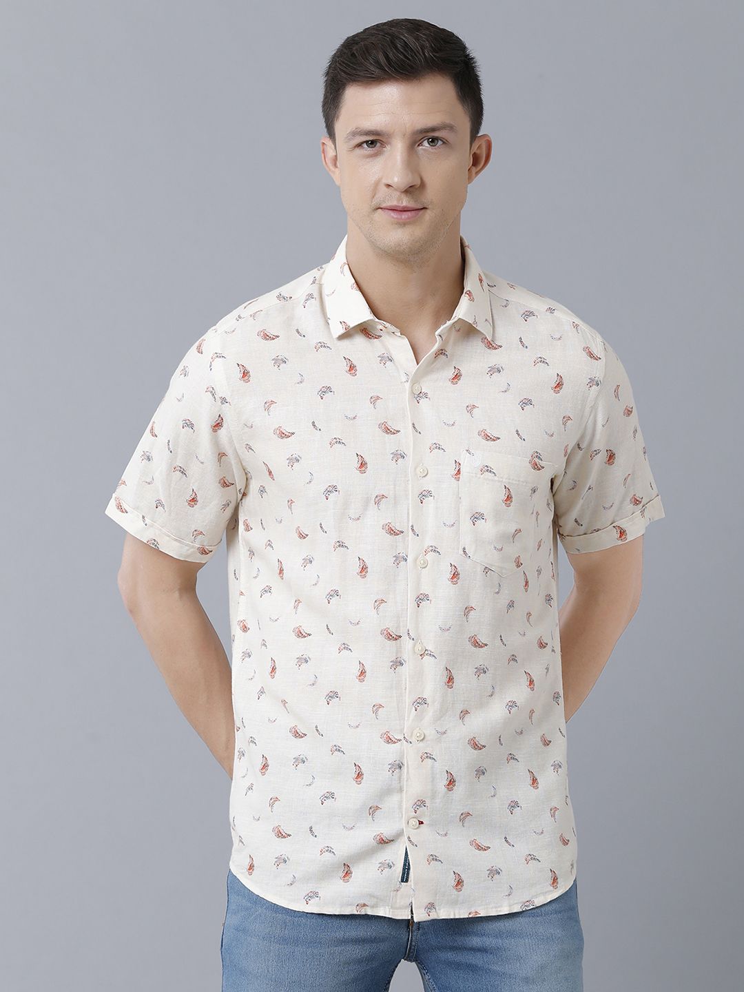 Men's Semi-Sheer Floral Shirt White