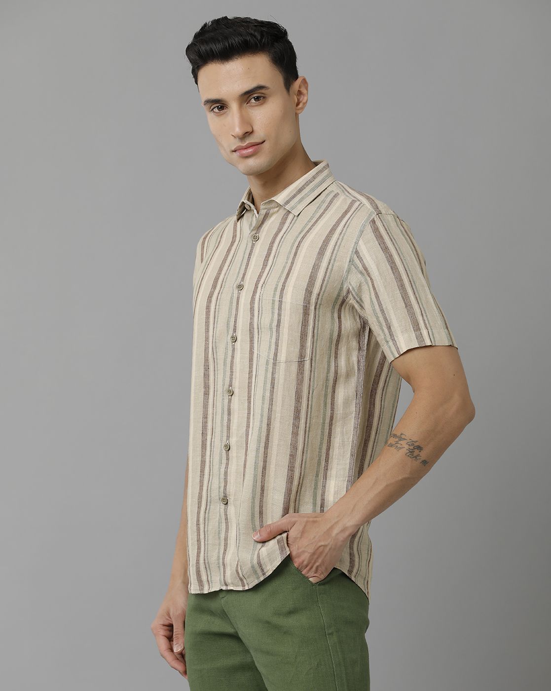 Multi Color Stripes Regular Fit(Half Sleeves) Cotton Shirt – eSiddhi