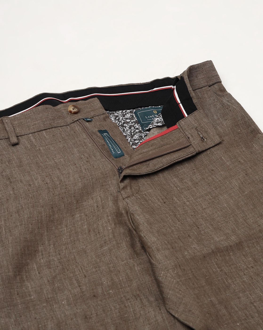 Dark Brown Pleated Linen Trousers - Saman Butik | Shop Online