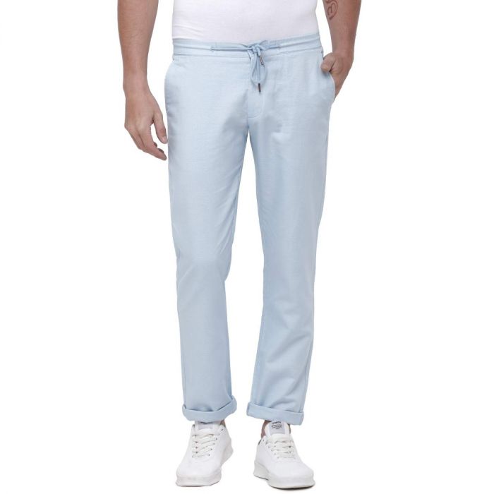 Gahrchian Men Linen Plain Lounge Pants with Pocket Sport Work Loose Leisure Trouser Comfy Pants 