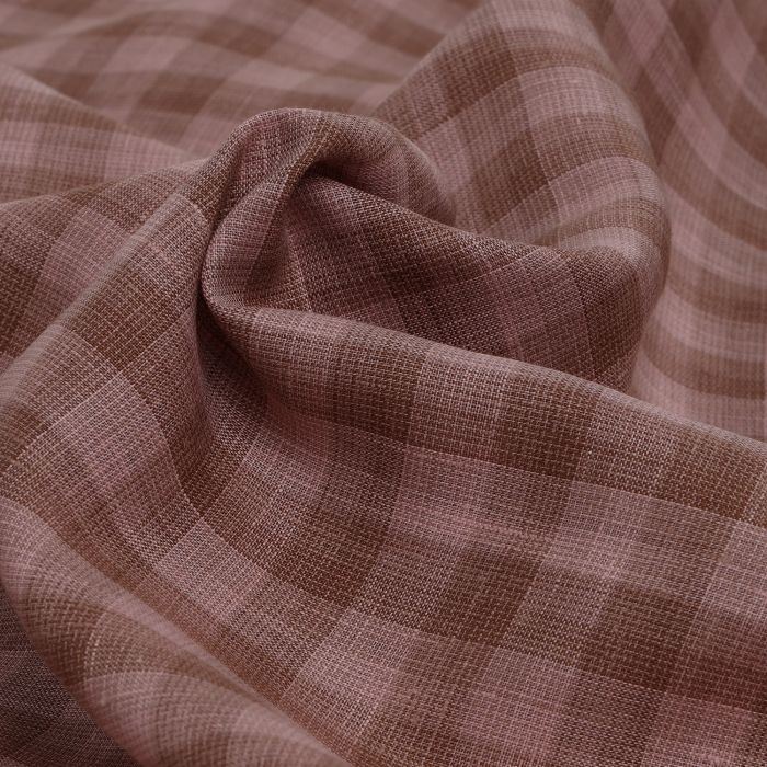 Linen Club Studio Pure Linen Red Checks Shirting Fabric