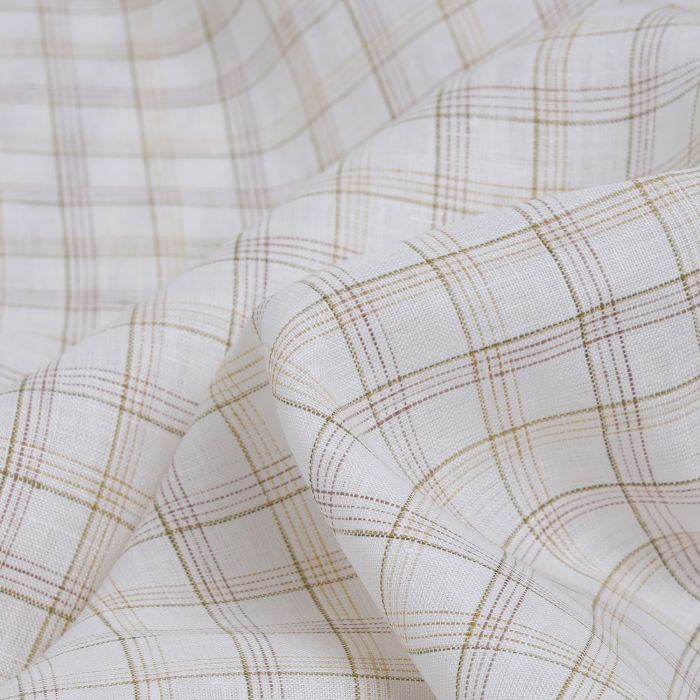 Linen Club Studio Pure Linen White Checks Shirting Fabric