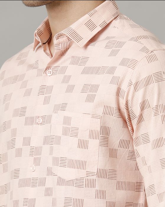 Cavallo By Linen Club Men's Pink Printed Contemporary Fit Full Sleeve Casual Shirt