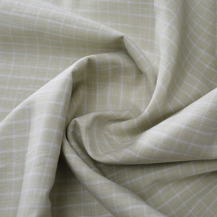 Linen Club Studio Pure Linen White Checks Shirting Fabric