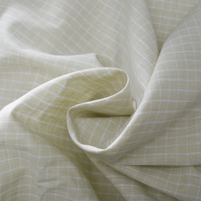 Cavallo By Linen Club Cotton Linen White Checks Shirting Fabric