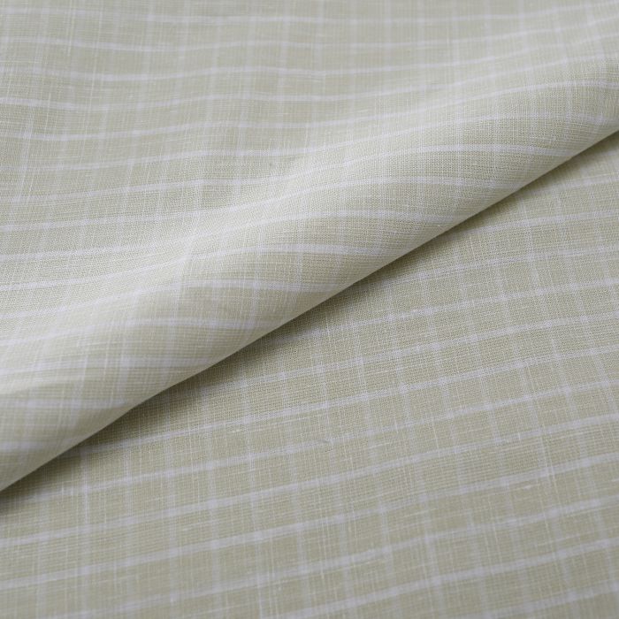 Cavallo By Linen Club Cotton Linen White Checks Shirting Fabric