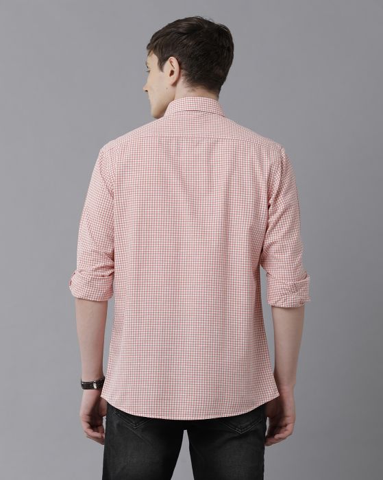 Cavallo By Linen Club Men's Cotton Linen Red Checks Regular Fit Full Sleeve Casual Shirt