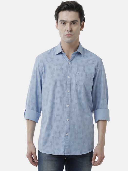 Cavallo By Linen Club Men's Cotton Linen ORANGE Printed Regular Fit Full Sleeve Casual Shirt