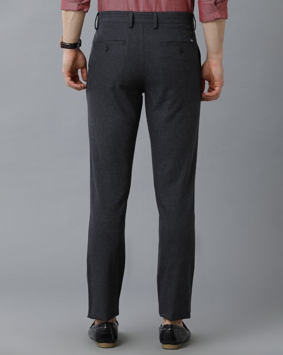 Cavallo By Linen Club Men's Cotton Linen Black Solid Mid-Rise Slim Fit Trouser