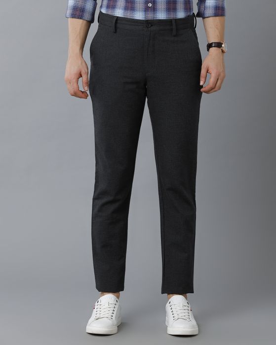 Cavallo By Linen Club Men's Cotton Linen Grey Solid Mid-Rise Slim Fit Trouser