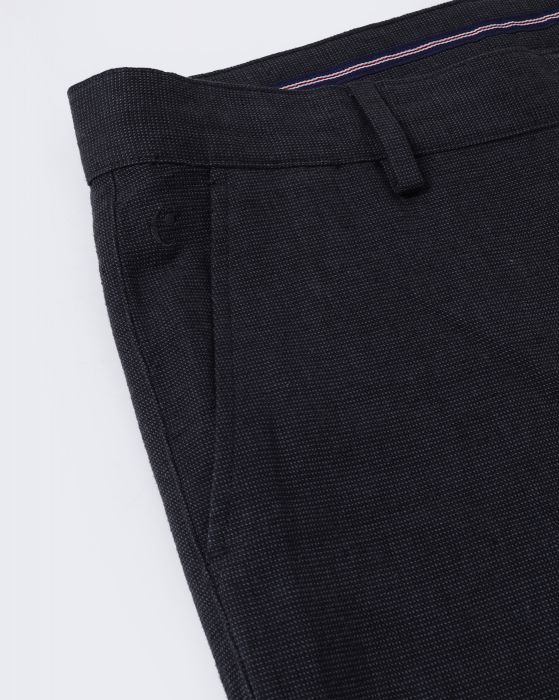 Cavallo By Linen Club Men's Cotton Linen Grey Solid Mid-Rise Slim Fit Trouser