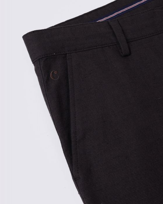Cavallo By Linen Club Men's Cotton Linen Brown Solid Mid-Rise Slim Fit Trouser